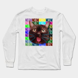 cat rofl meow mem space nature Long Sleeve T-Shirt